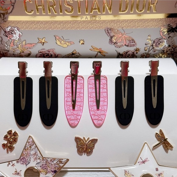 Dior Beauty Pink Black Crease Free Hair Clip Bundle
